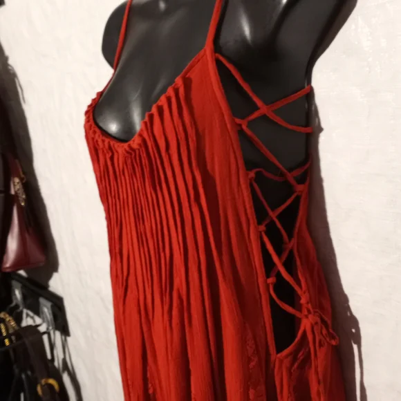 FREE PEOPLE - ONE - One Size Deep Orange Maxi Length Dress - Picture 6 of 6